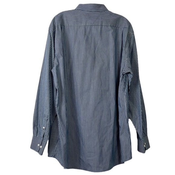Tommy Hilfiger Button Front Shirt Men's Size 16.5 Blue & White Striped Cotton‎ - Picture 2 of 12